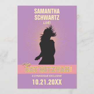 Invitation Rose Invitation-Pourpre de bat mitzvah de vedette