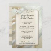 Invitation Rose ivoire argenté après réception de mariage uni (Devant / Derrière)