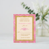 Invitation Rose, Ivoire, Carton de réponse pailleté or, motif (Debout devant)