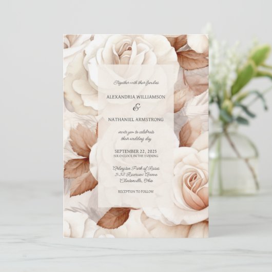 Invitation Rose ivoire et rouille tout simplement élégant (Debout devant)