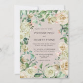 Invitation Rose ivoire Hydrangea Mariage Floral (Devant)