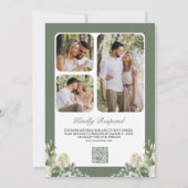 Invitation Rose ivoire Sage Green Floral Photo QR Code Mariag (Dos)