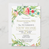 Invitation Rose jardin d'été élégant chic nouvelle maison bar (Devant)