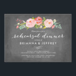 Invitation Rose Jardin Floral Chalkboard Dîner de répétition<br><div class="desc">Répéter l'invitation de dîner avec des roses roses d'aquarelle et une belle police calligraphie sur un faux arrière - plan de tableau de bord. Visitez le magasin pour voir le reste de la suite d'invitation du Jardin Rose.</div>