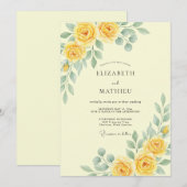 Invitation Rose Jaune Beurre Mariage (Devant / Derrière)