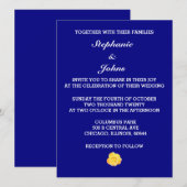 Invitation Rose jaune bleu Floral Blanc Mariage Joli (Devant / Derrière)