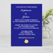 Invitation Rose jaune bleu Floral Blanc Mariage Joli (Debout devant)