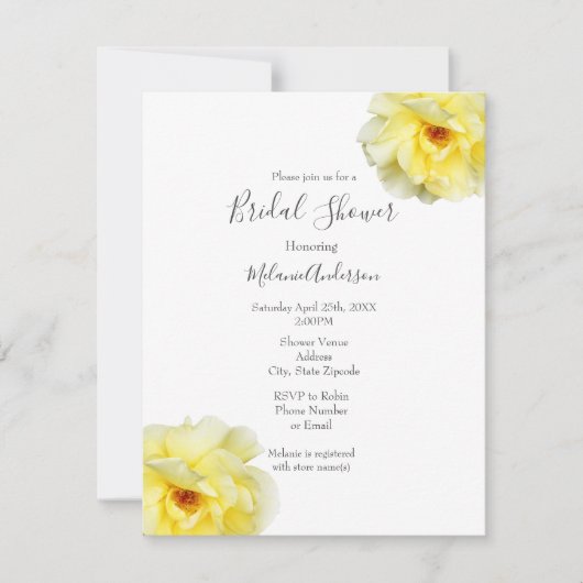 Invitation Rose jaune doux (Devant)