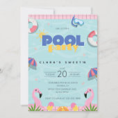 Invitation Rose & Jaune Doux 16 Summer Pool Party (Devant)
