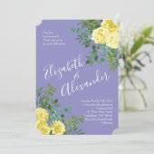 Invitation Rose jaune et Mariage de fenêtre violet (Debout devant)