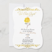 Invitation Rose jaune et or élégant pour un anniversaire (Devant)