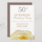 Invitation Rose jaune moderne 50e fête d'anniversaire surpris (Devant / Derrière)
