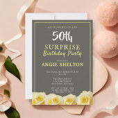 Invitation Rose jaune moderne 50e fête d'anniversaire surpris