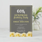Invitation Rose jaune moderne 60e fête d'anniversaire surpris (Debout devant)