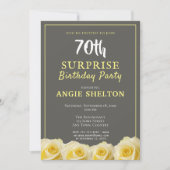 Invitation Rose jaune moderne 70e fête d'anniversaire surpris (Devant)