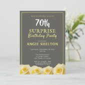 Invitation Rose jaune moderne 70e fête d'anniversaire surpris (Debout devant)