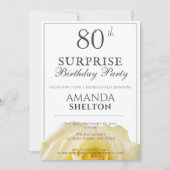 Invitation Rose jaune moderne 80e fête d'anniversaire surpris (Devant)