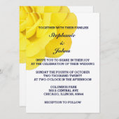 Invitation Rose jaune or bleu marine bleu blanc Mariage (Devant / Derrière)