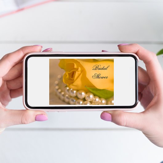 Invitation Rose jaune perles blanches de nuptiale