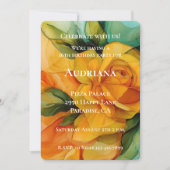 Invitation Rose Jaune Vert Floral Anniversaire (Devant)