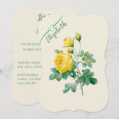Invitation Rose jaune vintage art fin (Devant / Derrière)