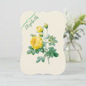 Invitation Rose jaune vintage art fin (Debout devant)