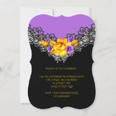 Invitation Rose jaune violet fête d'anniversaire Black Floral (Dos)