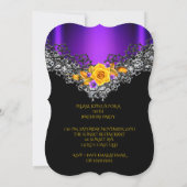 Invitation Rose jaune violet fête d'anniversaire Black Silver (Dos)