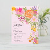 Invitation Rose Joli romantique été floral doux 16 (Debout devant)