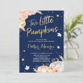 Invitation Rose jumeau et or d'invitation de baby shower de (Debout devant)