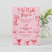 Invitation Rose La Nuit Avant Le Dîner De Répétition Mariage (Debout devant)