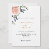 Invitation Rose lavande fleurie verdure luxe mariage (Devant)