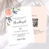 Invitation Rose lavande floraux QR RSVP mariage de luxe