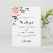 Invitation Rose lavande floraux QR RSVP mariage de luxe (Debout devant)