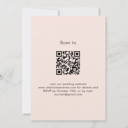 Invitation Rose lavande floraux QR RSVP mariage de luxe (Dos)