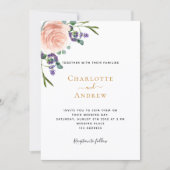 Invitation Rose lavande verdure fleurie mariage (Devant)