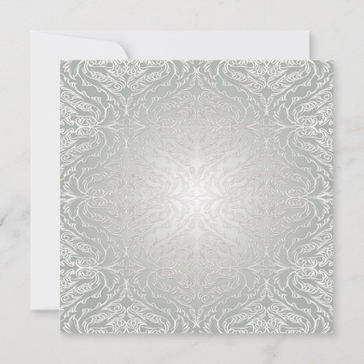 Invitation Rose Lavender Grey Silver Mariage damassé Invitati (Dos)