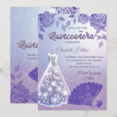 Invitation Rose Lilac robe de Parties scintillant romantique (Devant / Derrière)