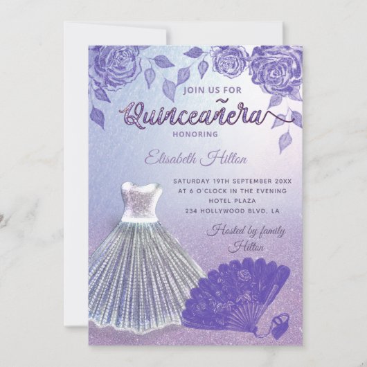 Invitation Rose Lilac robe de Parties scintillant romantique  (Devant)