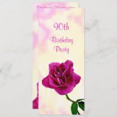 Invitation Rose Lilac unique 90e anniversaire (Devant / Derrière)