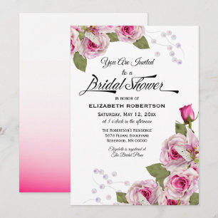Invitation Rose Lily Pearl Rose Fête de Mariage