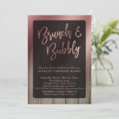 Invitation Rose lisse Grange Or Bois Brunch & Bubbly (Debout devant)