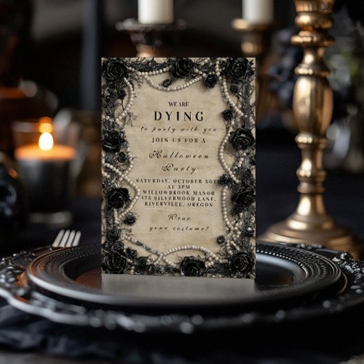 Invitation Rose Macabre Gothique Rassemblement d'Halloween