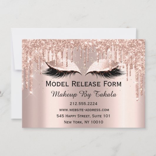 Invitation Rose maquillage d'artiste de modèle de version (Devant)