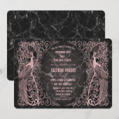 Invitation Rose Marbre d'or Art Déco Peacocs Prom Senior (Devant / Derrière)