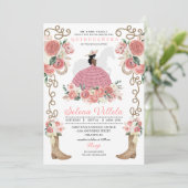 Invitation Rose Mariachi Charro Princesse Quinceañera occiden (Debout devant)