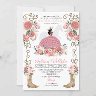 Invitation Rose Mariachi Charro Princesse Quinceañera occiden