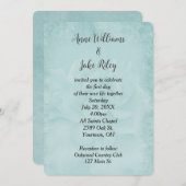 Invitation Rose Mariage Aqua (Devant / Derrière)