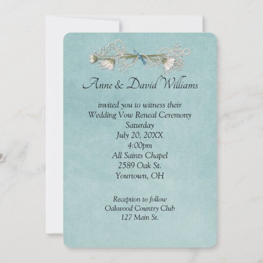 Invitation Rose Mariage Aqua (Dos)