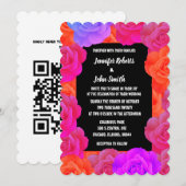 Invitation Rose Mariage Code QR Orange Floral Violet Rose (Devant / Derrière)